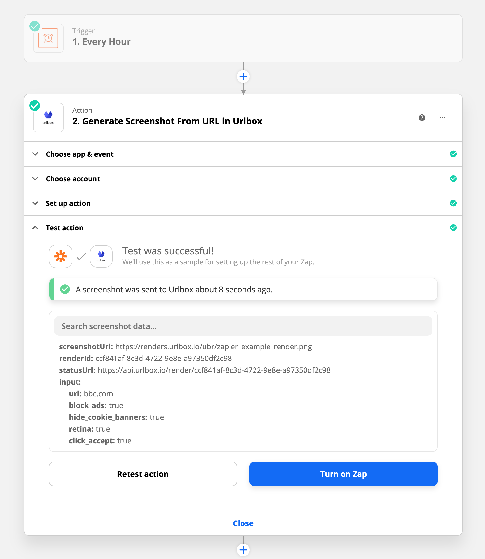 zapier test success