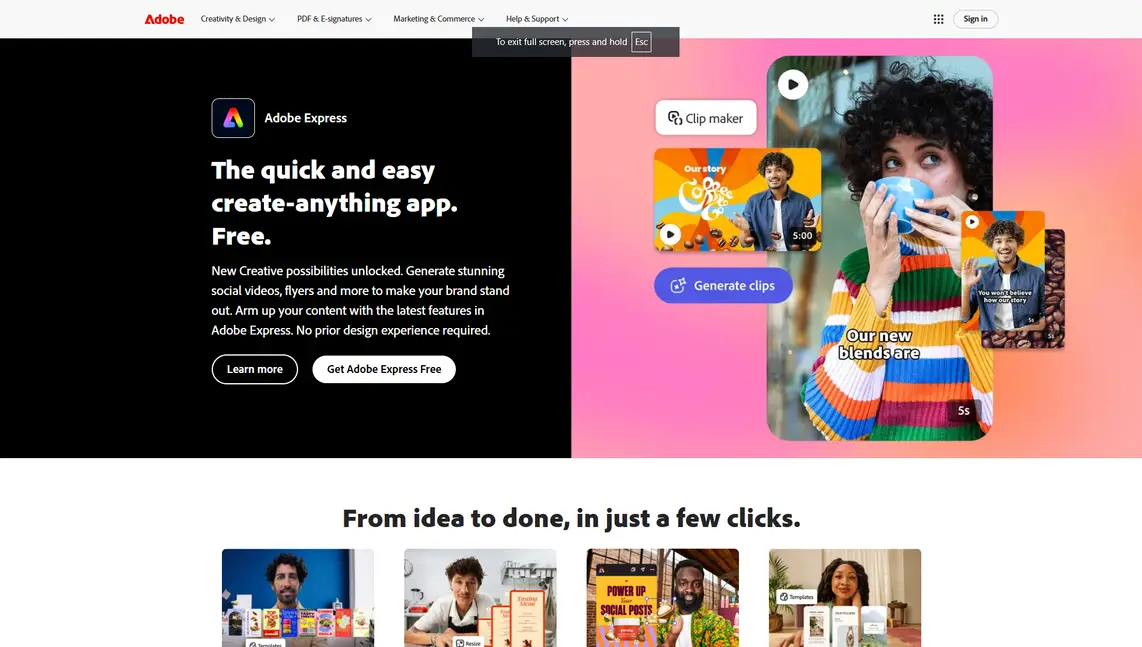Adobe website screenshot taken with Windows 11 Snipping Tool